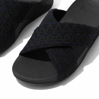 Fitflop Lulu Geo-Webbing Cross Slides FZ5-231 Zwart Mt. 38-43