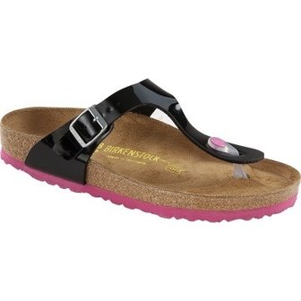 Birkenstock Gizeh Zwart Lak Roze zool 745683 