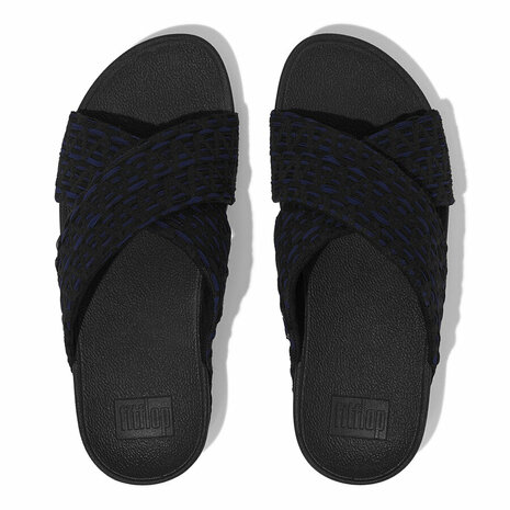 Fitflop Lulu Geo-Webbing Cross Slides FZ5-231 Zwart Mt. 38-43